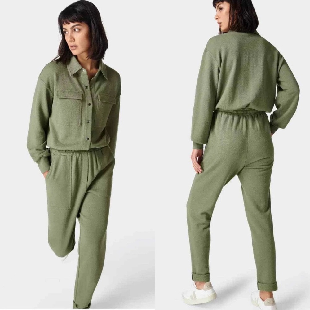 NWT Sweaty Betty Moss Green Nestle Up Boilersuit Athleisure SZ XS